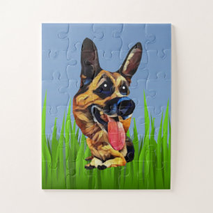 Cartoon German Shepherd Kids Puzzle