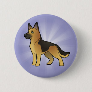 Cartoon German Shepherd Ronde Button 5,7 Cm