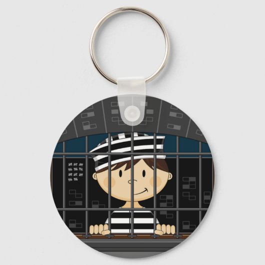 Cartoon gevangene in cel sleutelhanger (Voorkant)