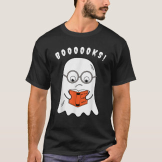 Cartoon Ghost Boo Leest Boeken Kostuum Easy Hallo T-shirt