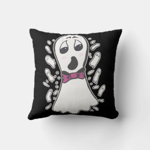 Cartoon Ghost Halloween Schattige Zwart Sinaasapp Kussen