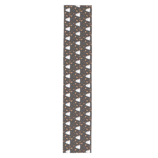 Cartoon Ghost Pattern Halloween Black Table Runner Medium Tafelloper (Voorkant)