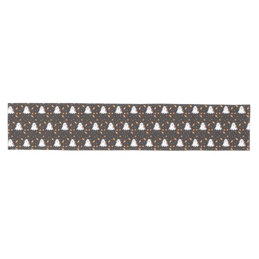 Cartoon Ghost Pattern Halloween Black Table Runner Medium Tafelloper (Horizontaal)