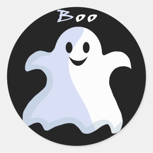 Cartoon Ghost Ronde Sticker (Voorkant)