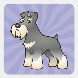 Cartoon Giant/Standard/Miniature Schnauzer Vierkante Sticker