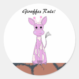 Cartoon giraf met tekst ronde sticker