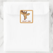Cartoon Giraffe Aanmoediging Vierkante Sticker (Tas)
