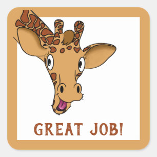 Cartoon Giraffe Aanmoediging Vierkante Sticker