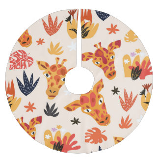 Cartoon Giraffe: bloemensavannepatroon Kerstboom Rok