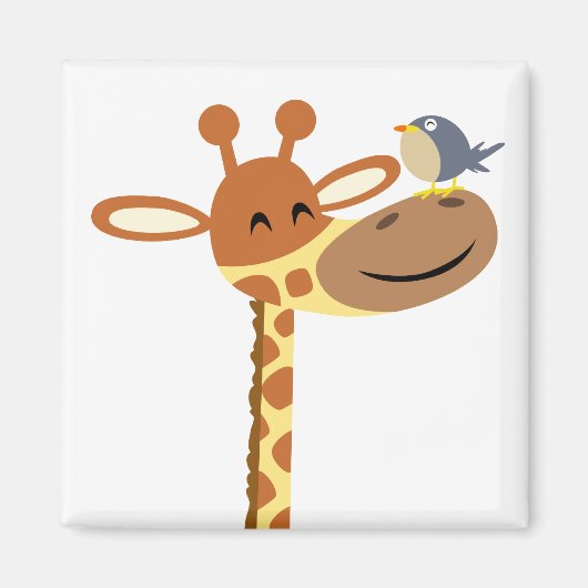 Cartoon Giraffe en Friend magnet Magneet (Voorkant)