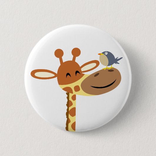 Cartoon Giraffe en vriendenknopje Ronde Button 5,7 Cm (Voorkant)