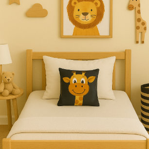 Cartoon Giraffe Fun Safari Boys Room Decor Kussen