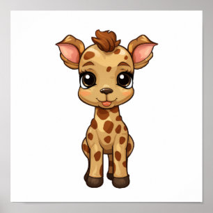 Cartoon giraffe-illustratie poster