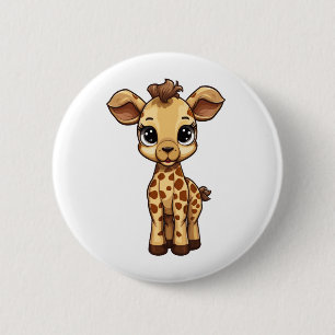 Cartoon giraffe-illustratie ronde button 5,7 cm