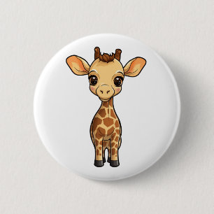 Cartoon giraffe-illustratie ronde button 5,7 cm