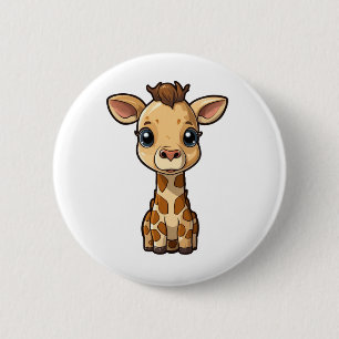Cartoon giraffe illustratie ronde button 5,7 cm