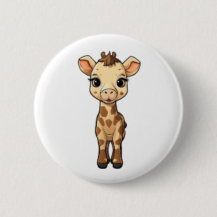 Cartoon giraffe-illustratie ronde button 5,7 cm