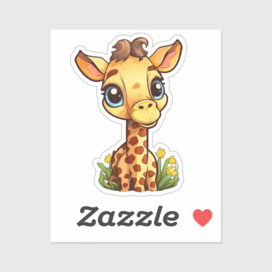 Cartoon giraffe-illustratie sticker (Vel)