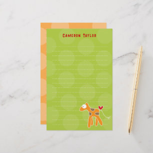 Cartoon Giraffe Kind Persoonlijk /Dank u Stationer Briefpapier