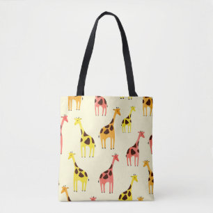Cartoon Giraffe: Kleurrijk Patroon. Draagtas