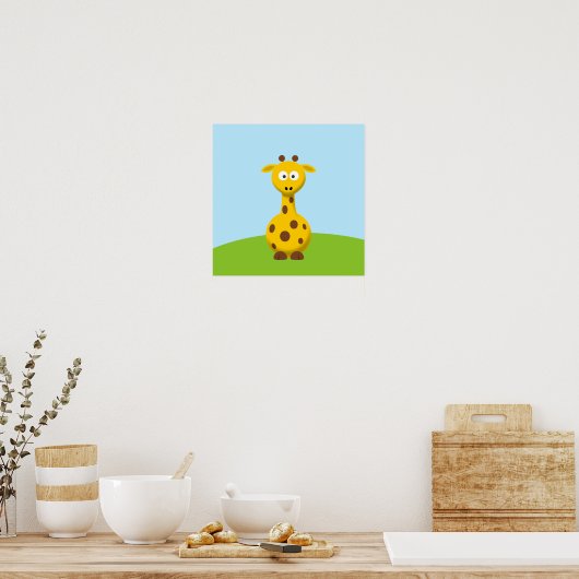 Cartoon Giraffe Poster (Keuken)