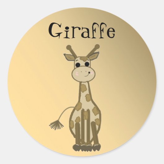 Cartoon Giraffe Ronde Sticker (Voorkant)