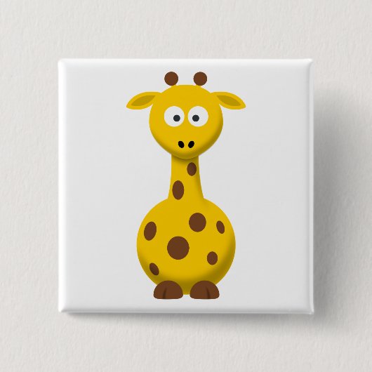 Cartoon Giraffe Vierkante Button 5,1 Cm (Voorkant)