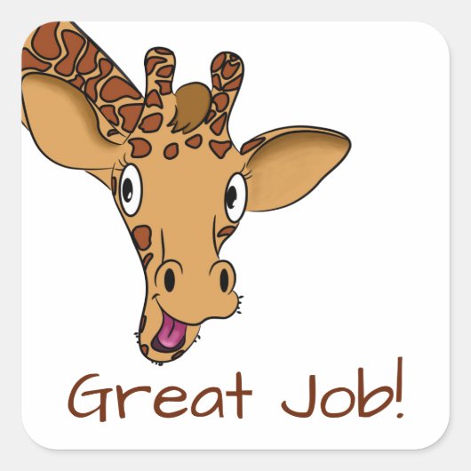Cartoon Giraffe  Vierkante Sticker (Voorkant)