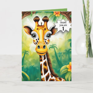 Cartoon Giraffe voor eerste verjaardag Kaart