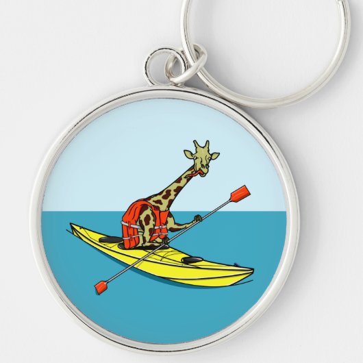 Cartoon giraffe zee kajakken sleutelhanger (Voorkant)