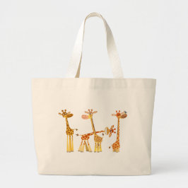 Cartoon Giraffes: De troebeltas Grote Tote Bag