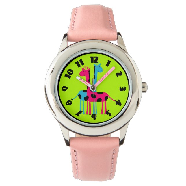 Cartoon Giraffes Horloge (Voorkant)