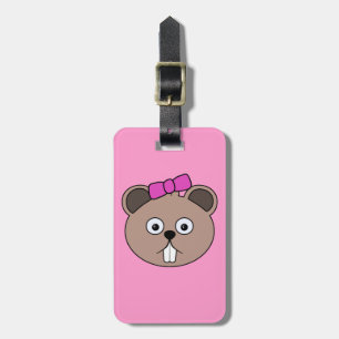 Cartoon Girl Beaver Face Bagagelabel