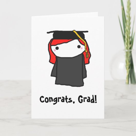 Cartoon Girl Graduation Carte de voeux (Devant)