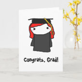 Cartoon Girl Graduation Carte de voeux (Fleur jaune)