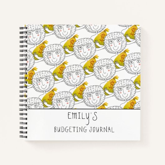 Cartoon Girl Motif de l'argent Nom Budget Journal (Devant)