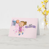 Cartoon Girl Playing Basketball Birthday Card Kaart (Gele Bloem)
