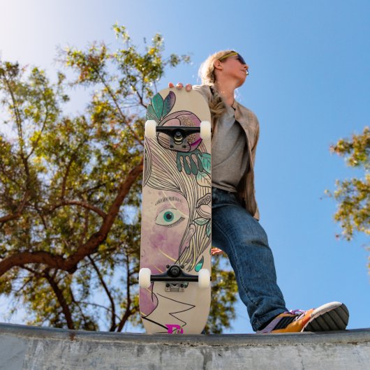 Cartoon Girls Face Dd Marque Skateboard (Extérieur 1)