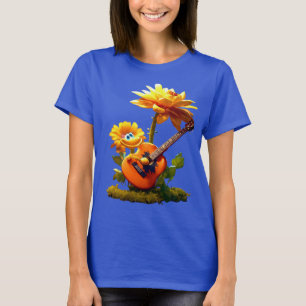 Cartoon Gitaar T-shirt - Stickers Illustratie