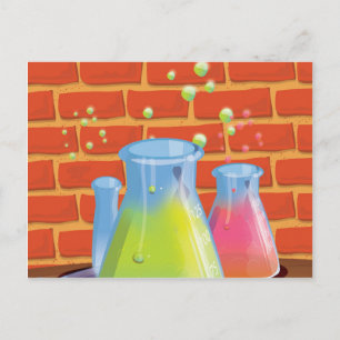 Cartoon Glass Science-apparatuur op een bank Briefkaart