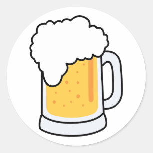 Cartoon-glazen bier Mok met bier Ronde Sticker