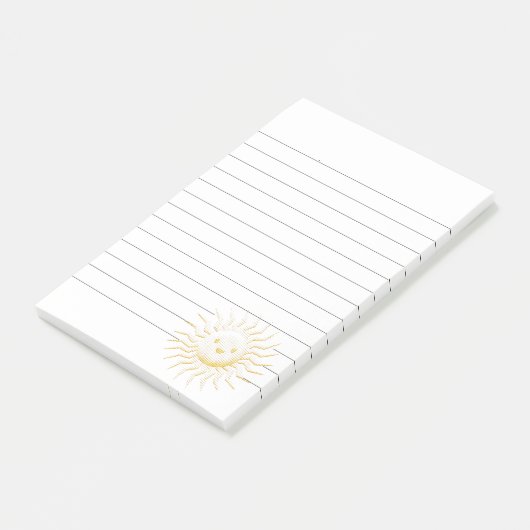 Cartoon glimlachen Sun Face Lined Post-it® Notes (Schuin)