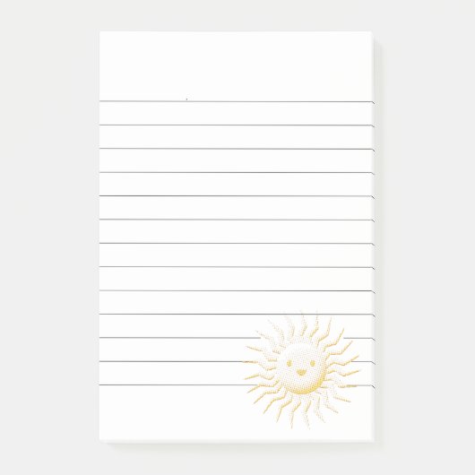 Cartoon glimlachen Sun Face Lined Post-it® Notes (Voorkant)