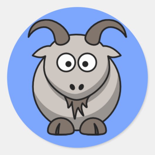 Cartoon Goat Ronde Sticker (Voorkant)