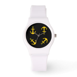 Cartoon Golden Boat Anchor Set Horloge
