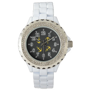 Cartoon Golden Boat Anchor Set Horloge