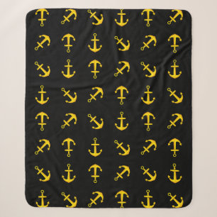 Cartoon Golden Boat Anchor Set Pattern Sherpa Deken