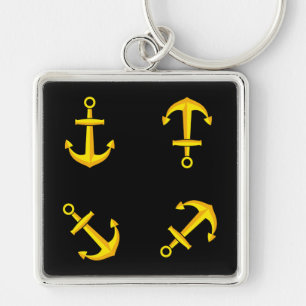 Cartoon Golden Boat Anchor Set Sleutelhanger