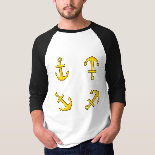 Cartoon Golden Boat Anchor Set T-shirt (Voorkant)