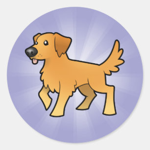 Cartoon Golden Retriever Ronde Sticker